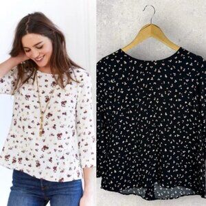 Sezane Floral Print Button Back Blouse Size 34 French US 2 Top Minimalist Alexis
